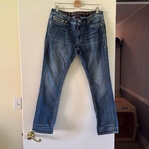 Rock Revival Womens Jeans Size 33 Linnett Easy Straight Leg Mid Rise Pants